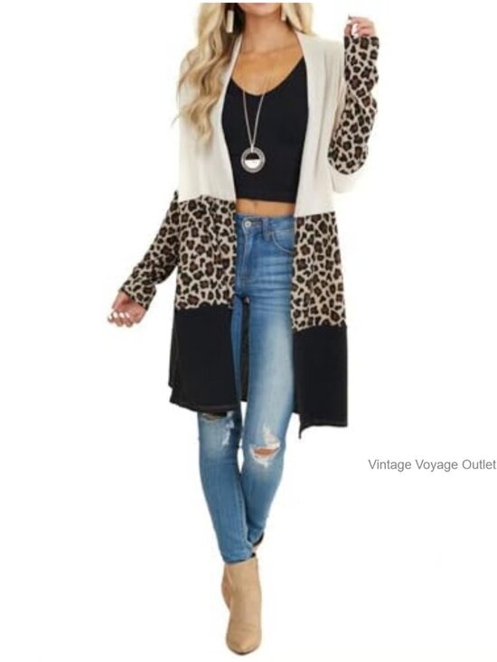 Sweaters - Open Front Long Cardigan Draped Buffalo Plaid Kimono Knit Sweater